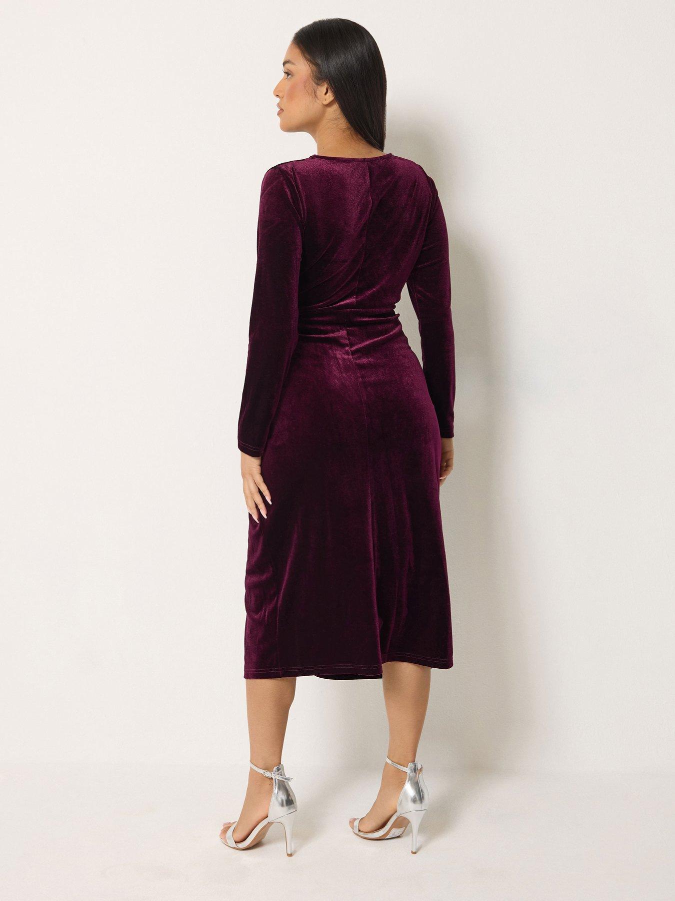 Image 2 of 4 of M&Co Petite Petite Velvet Side Twist Dress