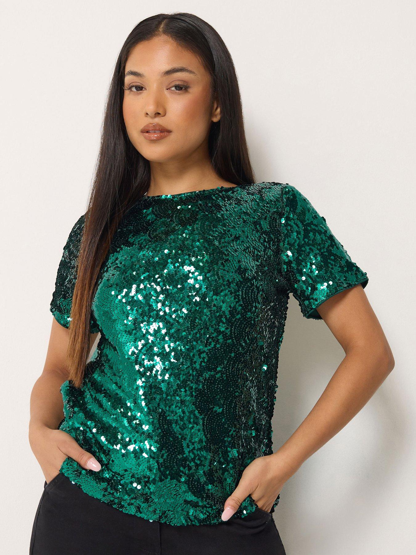 Image 1 of 4 of M&Co Petite Petite Layered Sequin Top