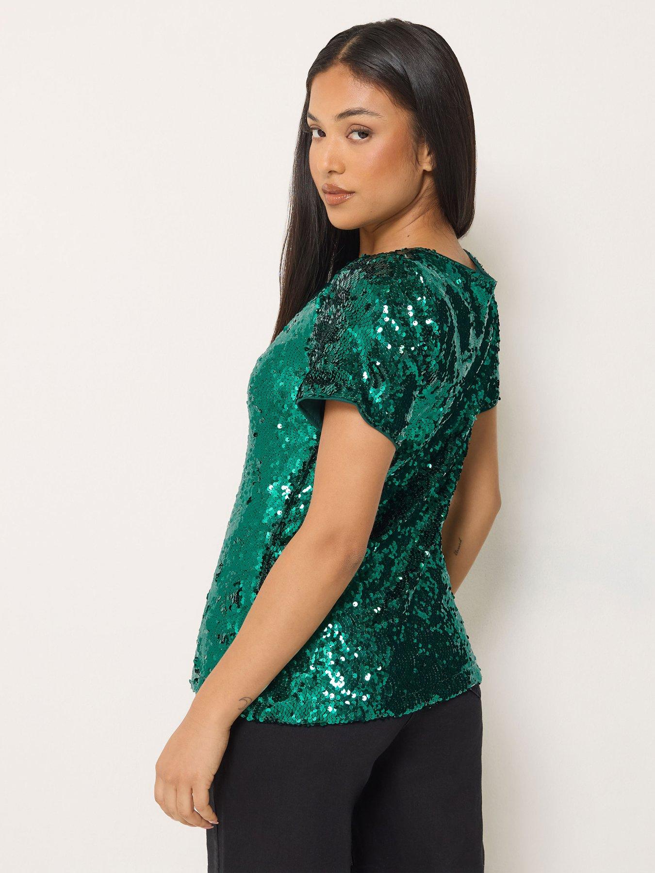 Image 2 of 4 of M&Co Petite Petite Layered Sequin Top