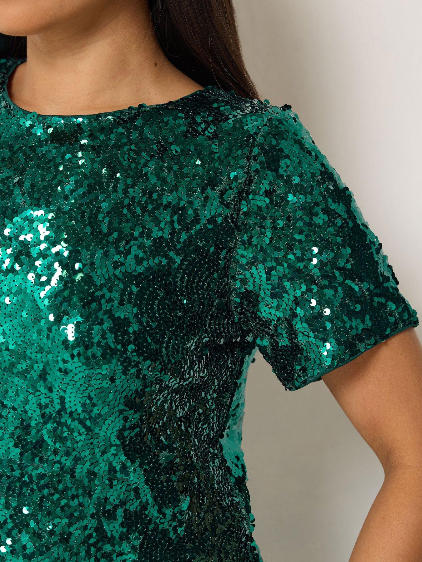 Image 4 of 4 of M&Co Petite Petite Layered Sequin Top