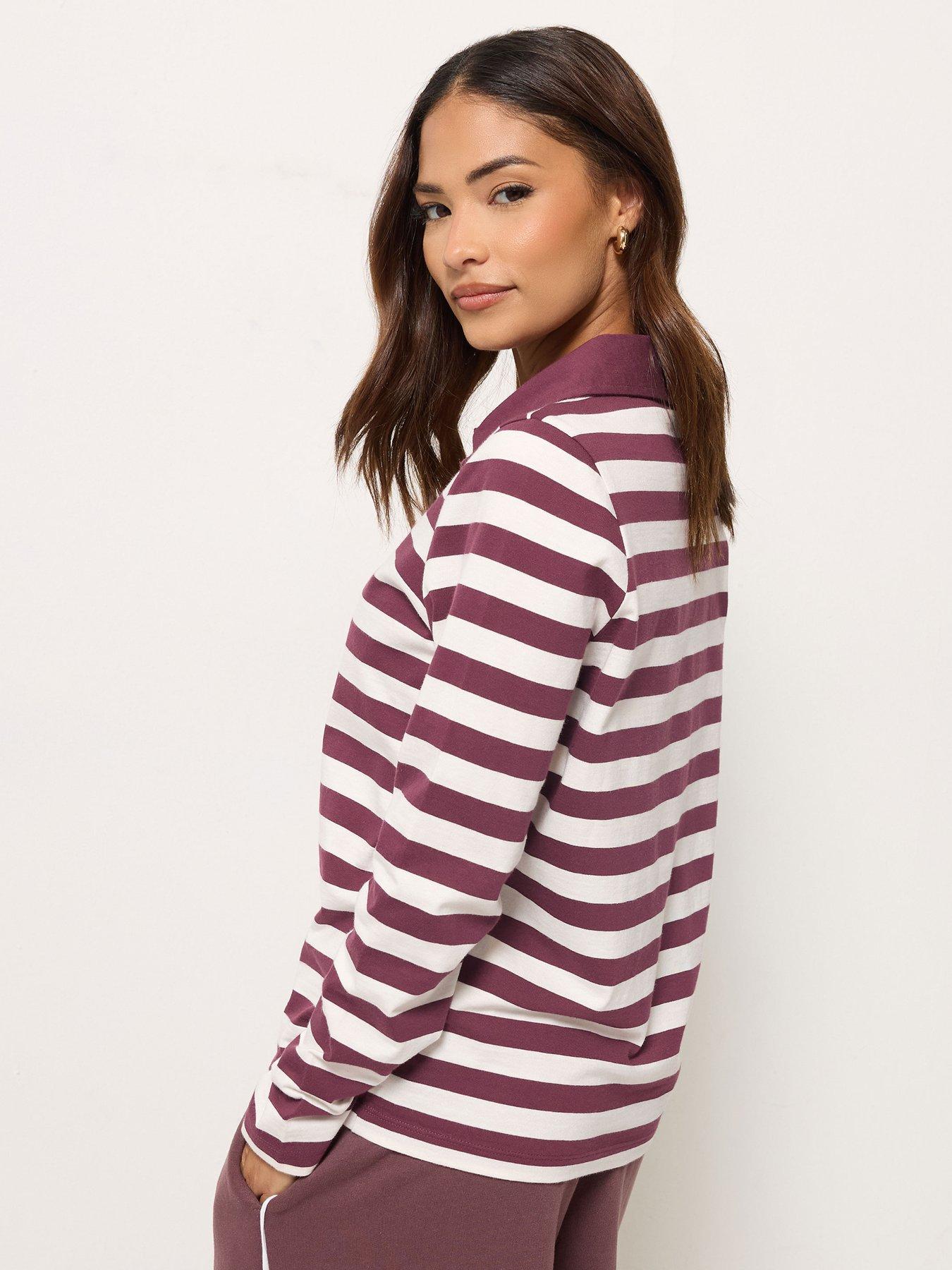 Image 2 of 4 of M&Co Petite Petite Stripe Cotton Polo Shirt