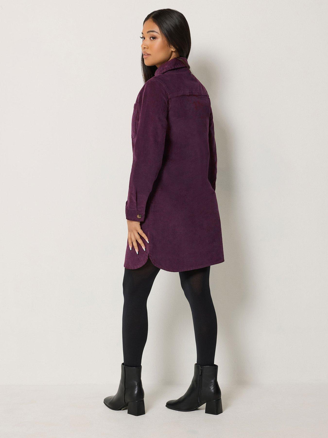 Image 2 of 4 of M&Co Petite Petite Corduroy Mini Shirt Dress