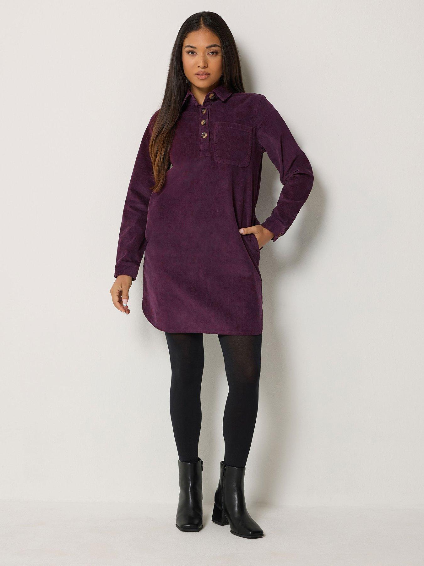 Image 3 of 4 of M&Co Petite Petite Corduroy Mini Shirt Dress