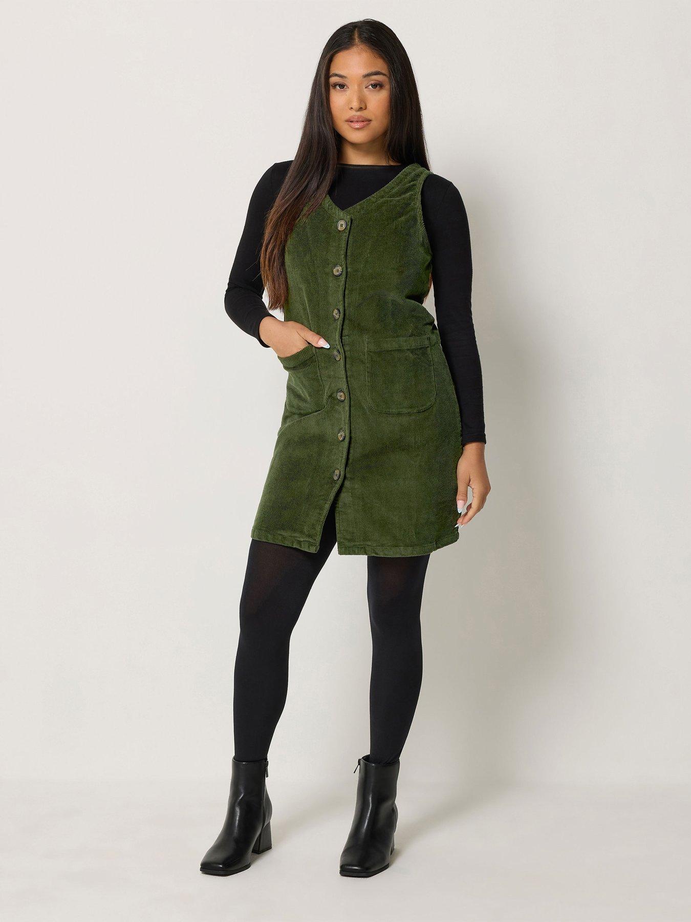 Image 3 of 4 of M&Co Petite Petite Corduroy Pinafore Mini Dress
