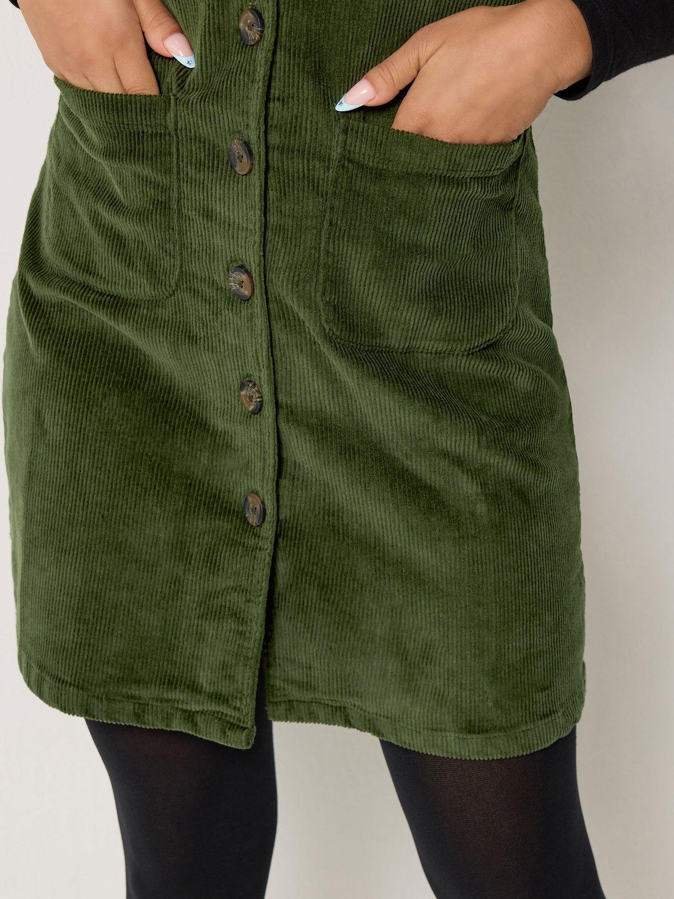 Image 4 of 4 of M&Co Petite Petite Corduroy Pinafore Mini Dress