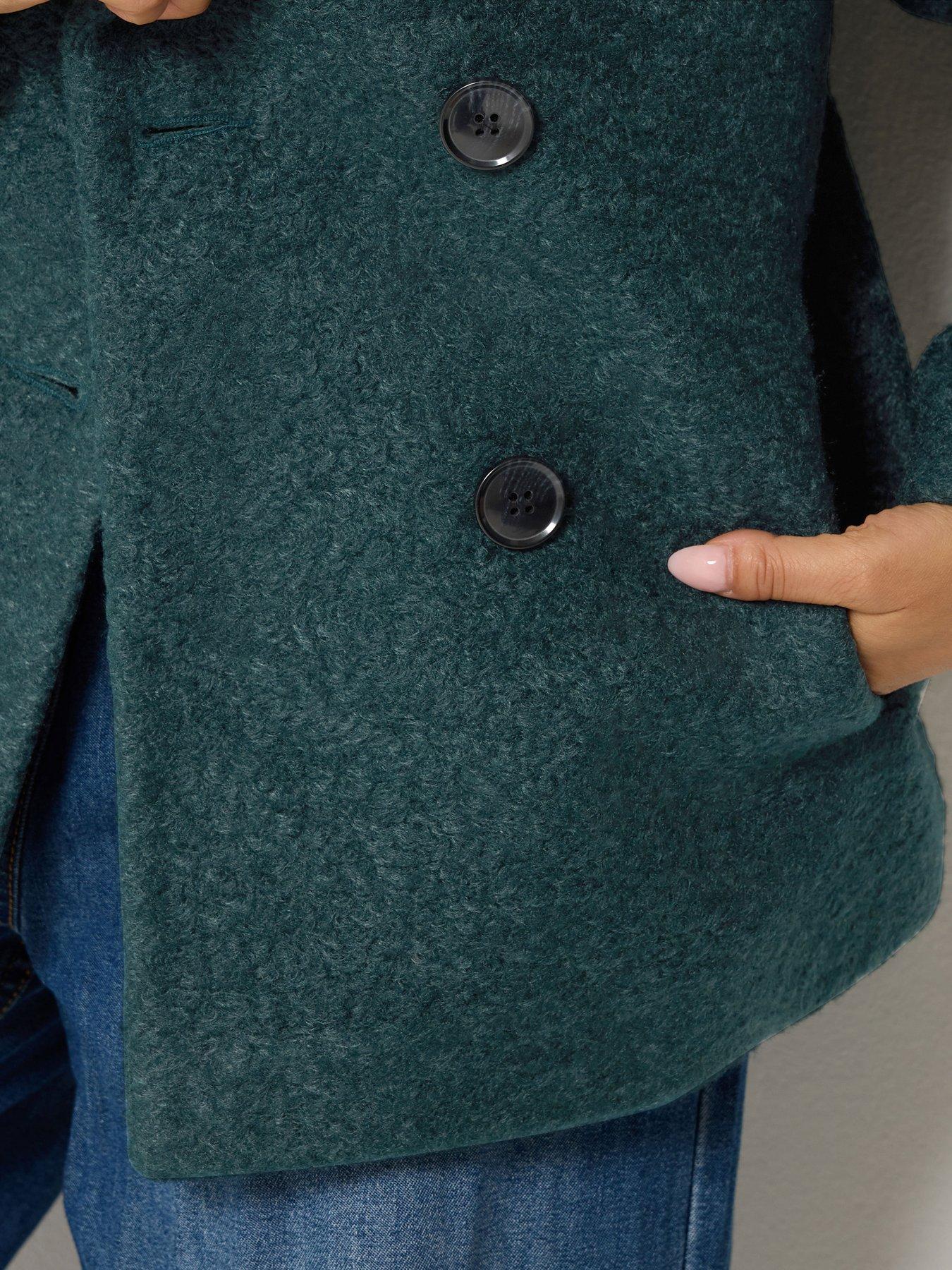 Image 4 of 4 of M&Co Petite Petite Double Breasted Boucle Coat