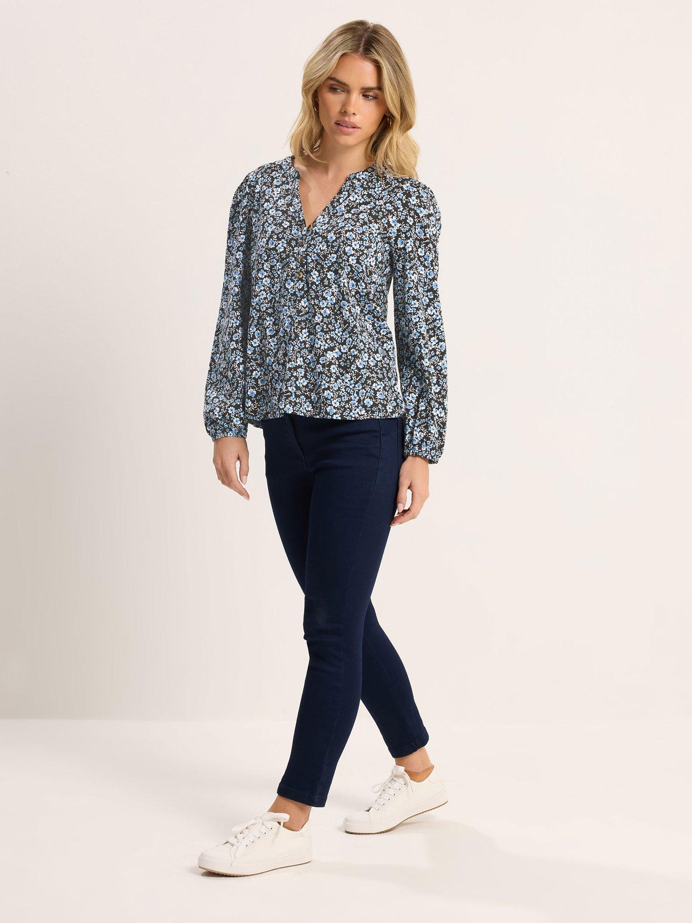 Image 3 of 4 of M&Co Petite Petite Floral Cotton Long Sleeve Top