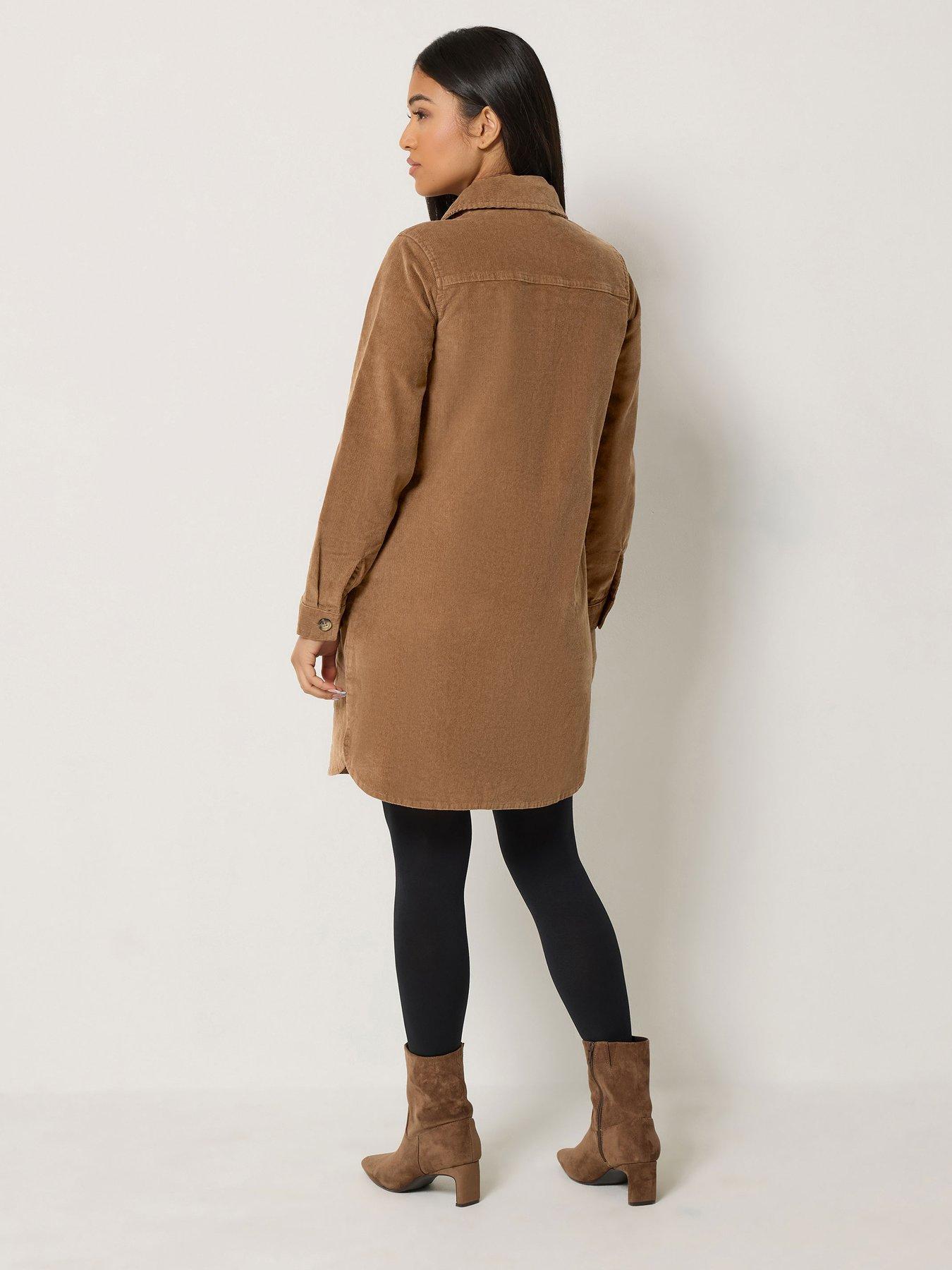 Image 2 of 4 of M&Co Petite Petite Corduroy Shirt Mini Dress
