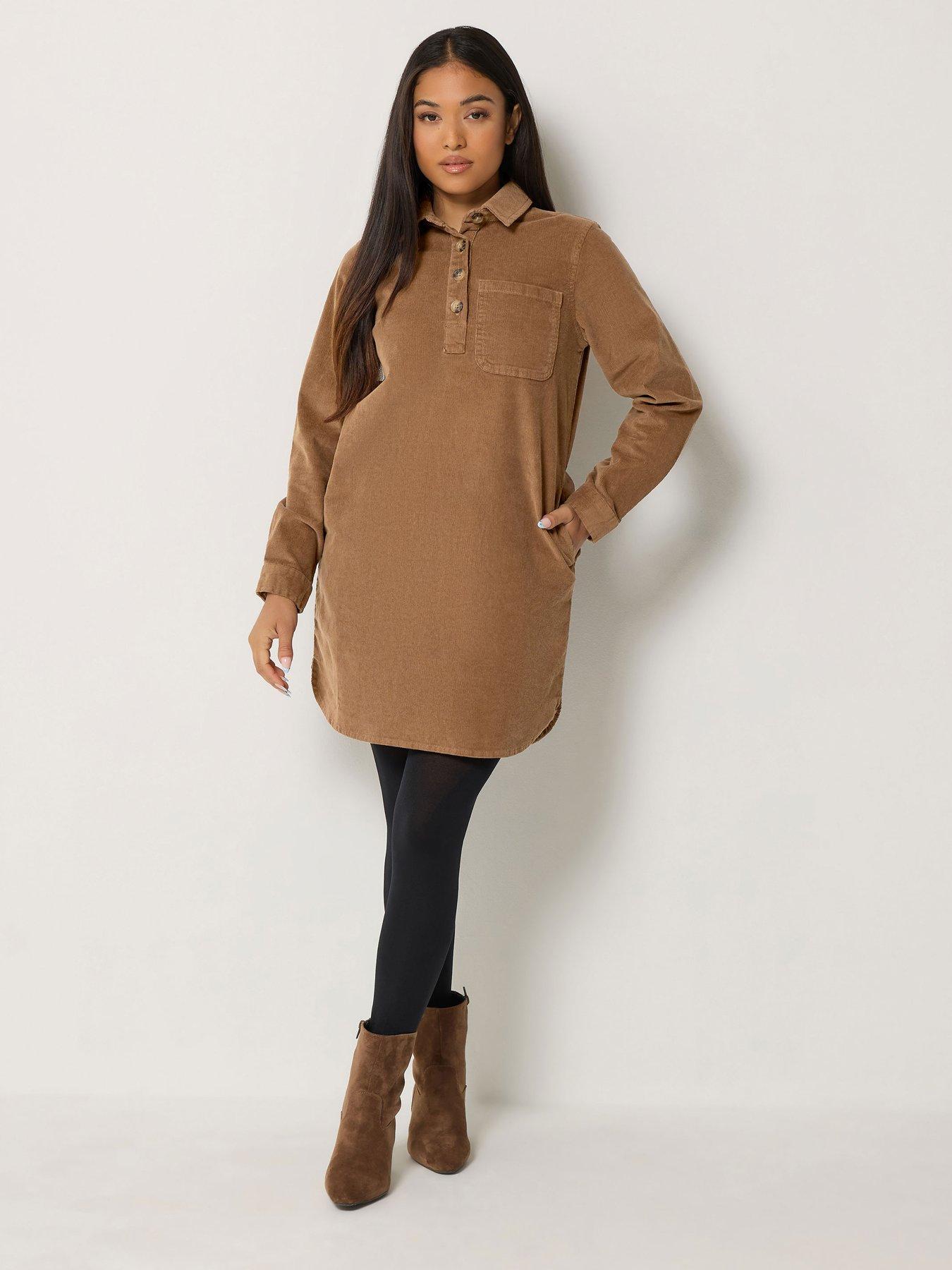 Image 3 of 4 of M&Co Petite Petite Corduroy Shirt Mini Dress