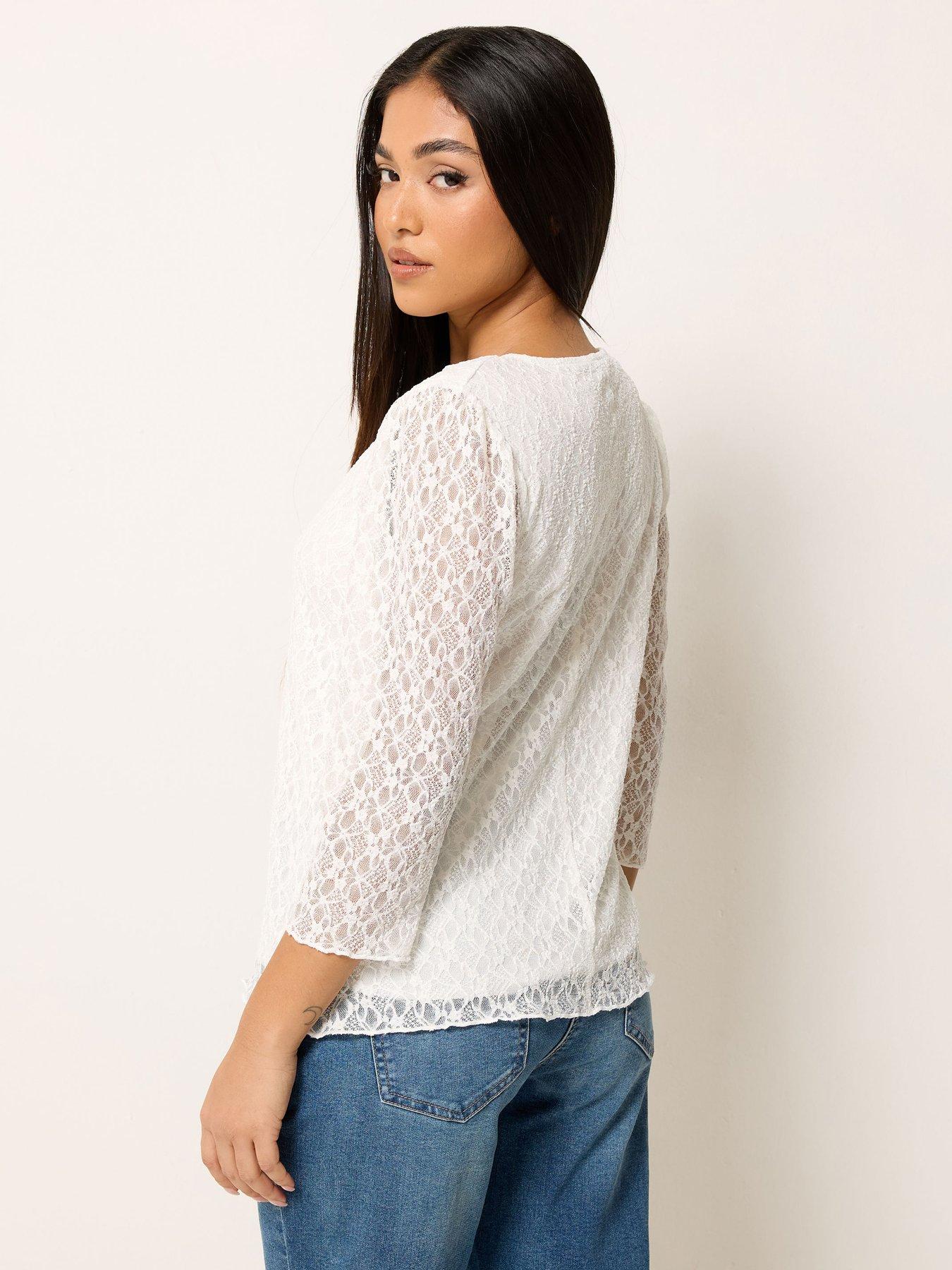 Image 2 of 4 of M&Co Petite Petite 3/4 Sleeve Lace Top