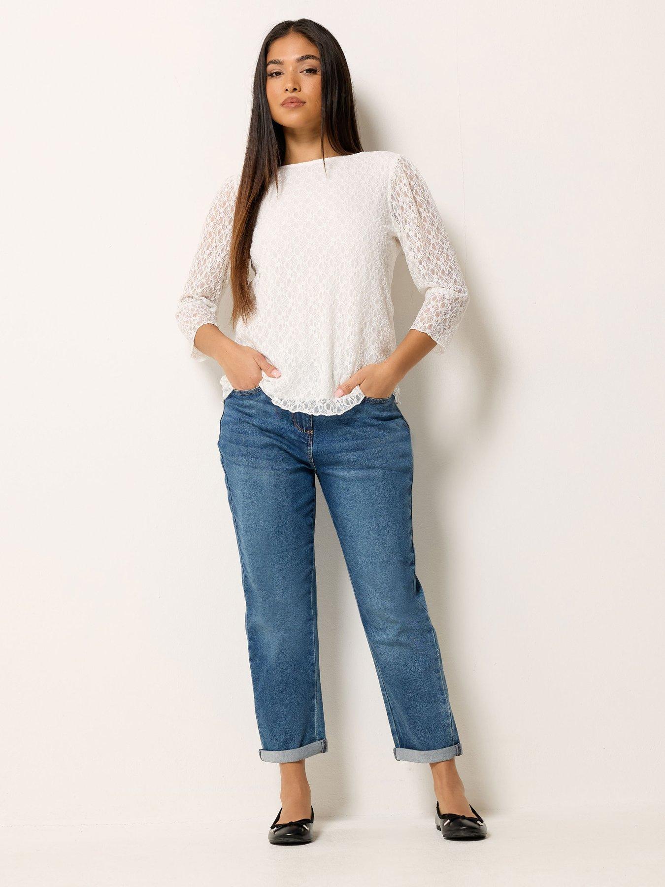 Image 3 of 4 of M&Co Petite Petite 3/4 Sleeve Lace Top