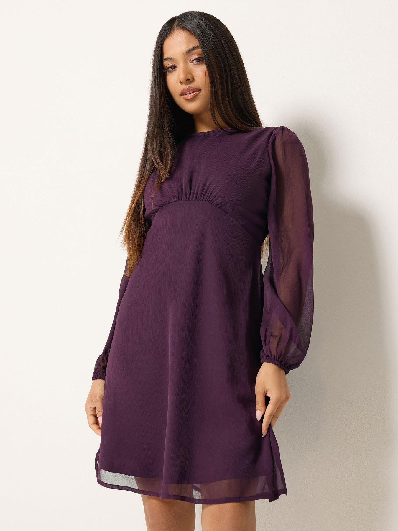 Image 1 of 4 of M&Co Petite Petite Chiffon Mini Dress