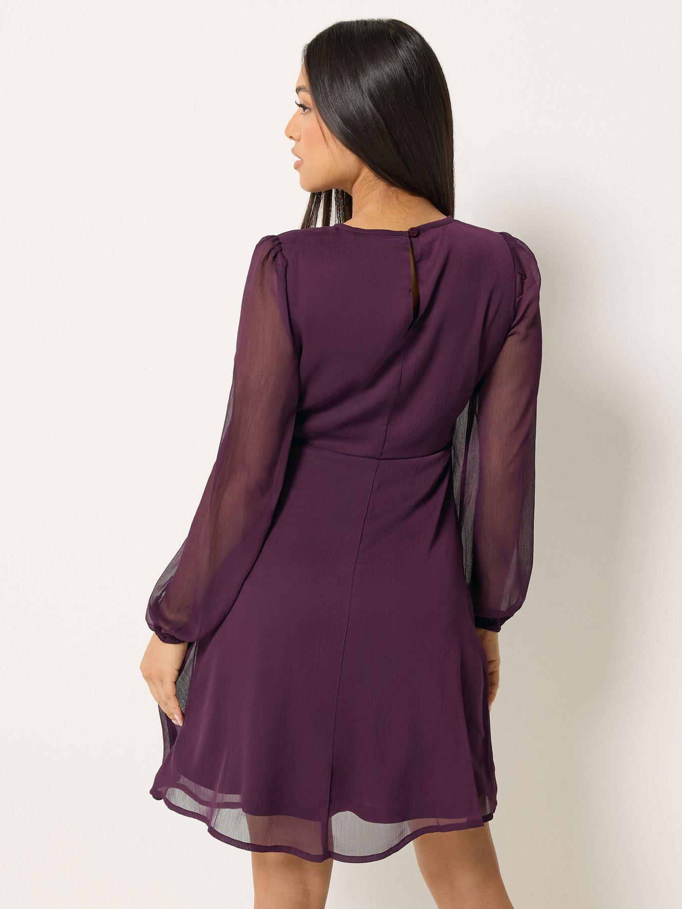 Image 2 of 4 of M&Co Petite Petite Chiffon Mini Dress