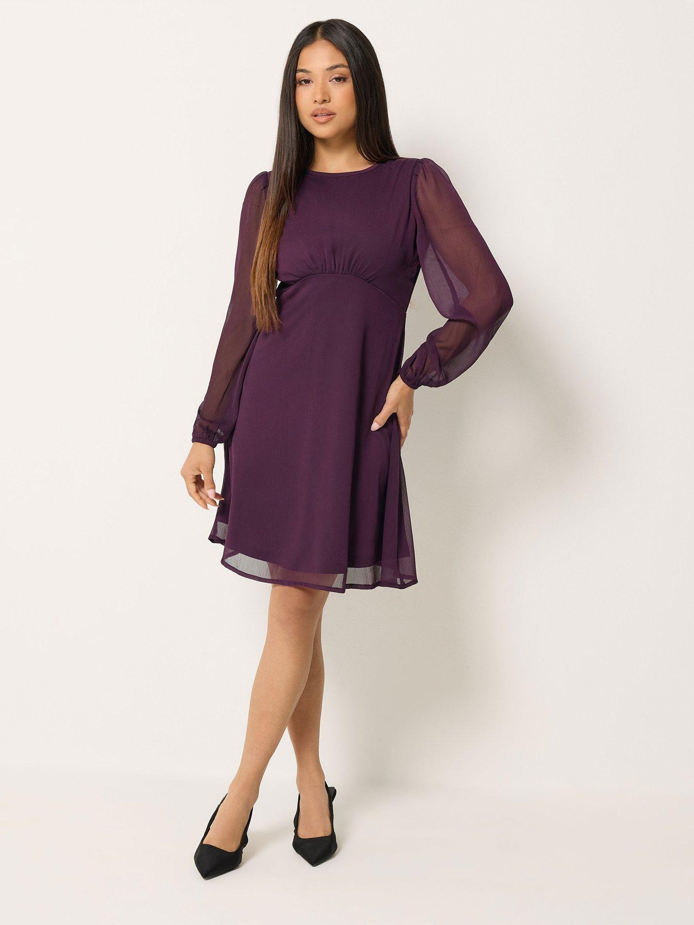 Image 3 of 4 of M&Co Petite Petite Chiffon Mini Dress