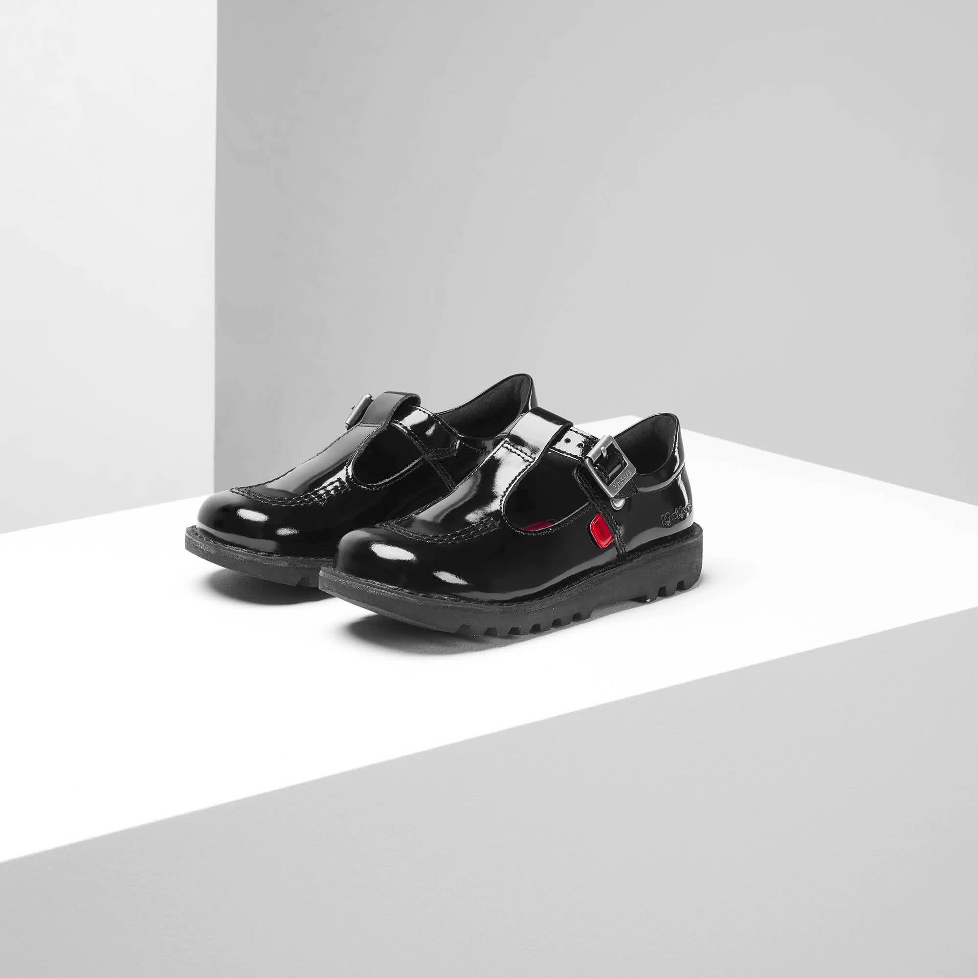 Image thumbnail 7 of 7 of Kickers Girls' Kick Patent T-Bar School Shoes - Black