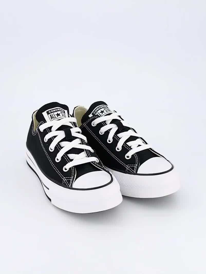 Image thumbnail 7 of 7 of Converse Junior Girls Eva Lift Canvas Platform Ox Trainers - Black - Black/White