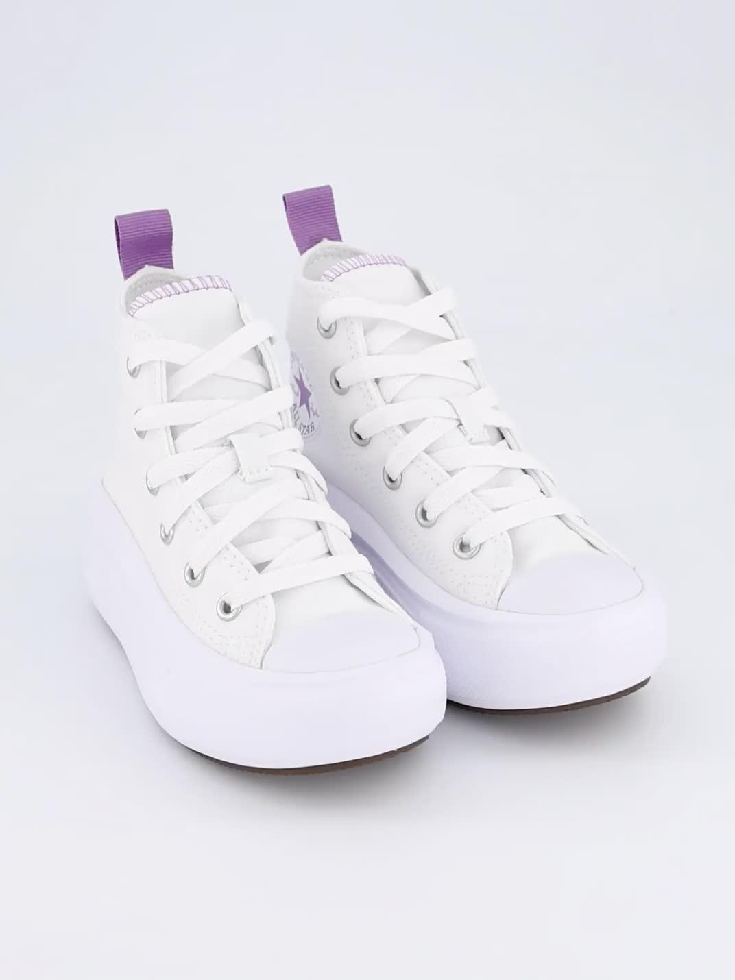 Image thumbnail 7 of 7 of Converse Kids Girls Move Canvas Hi Top Trainers - White/Purple