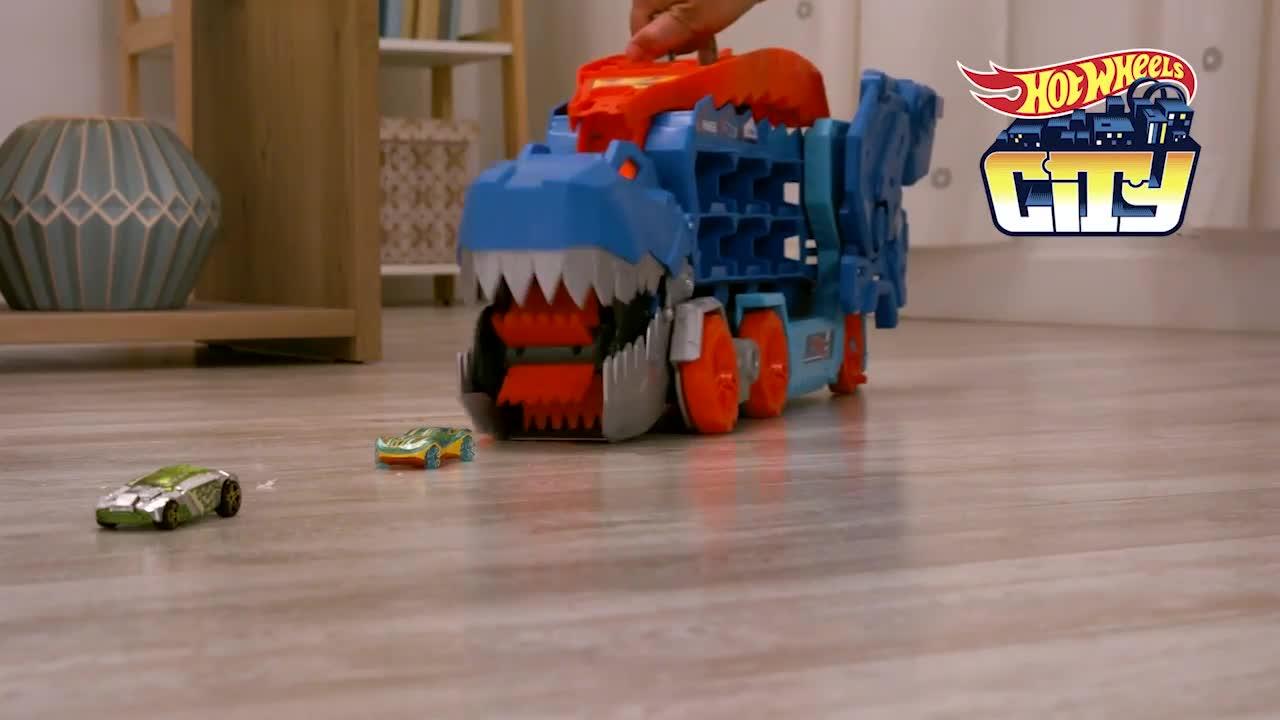 Image thumbnail 8 of 8 of Hot Wheels City Ultimate T-Rex Toy Car&nbsp;Transporter Playset