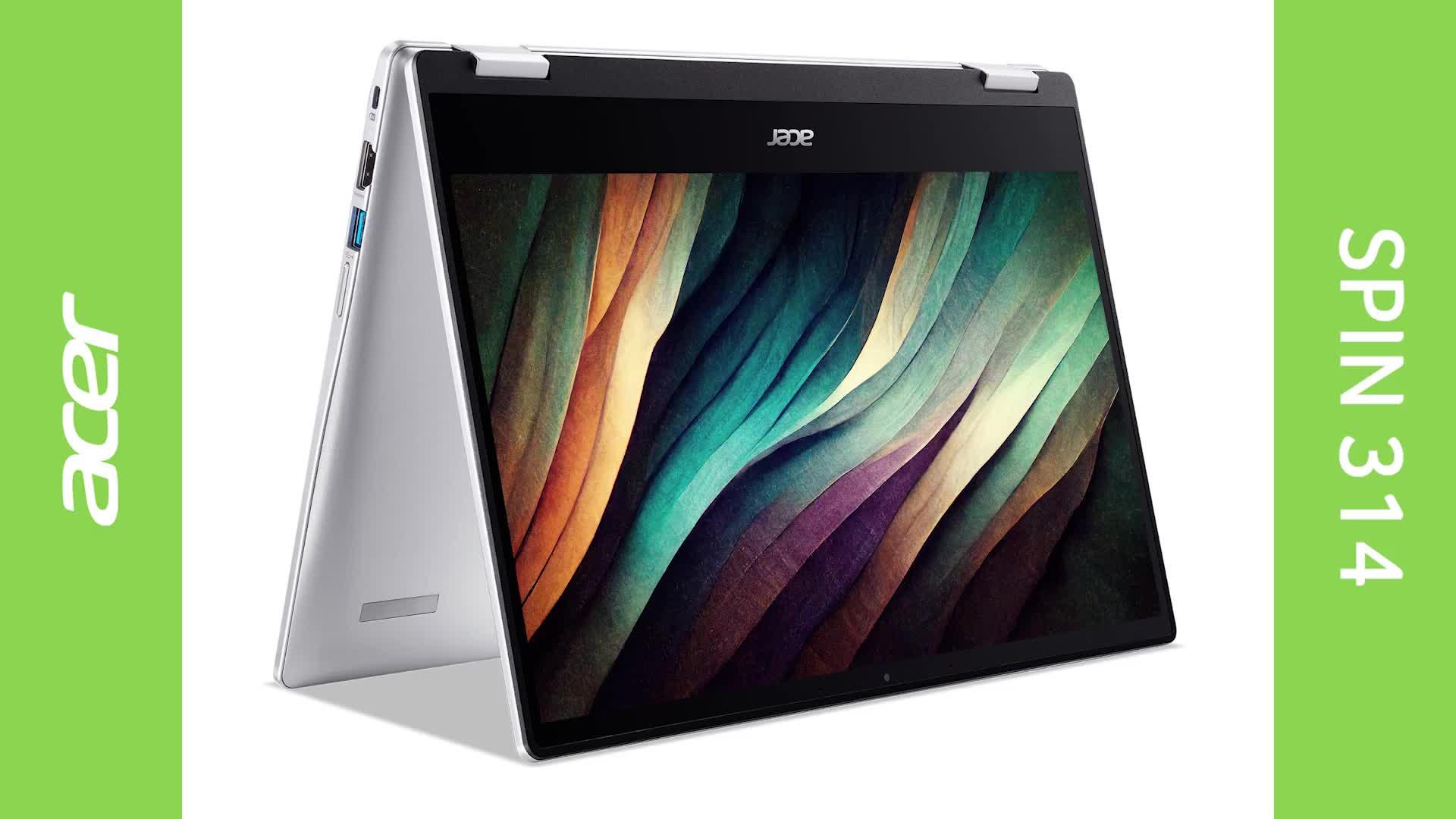 Image thumbnail 8 of 8 of Acer Chromebook Spin 314, Intel Celeron, 4GB RAM 128GB SSD, 14in HD Touchscreen Laptop - Silver