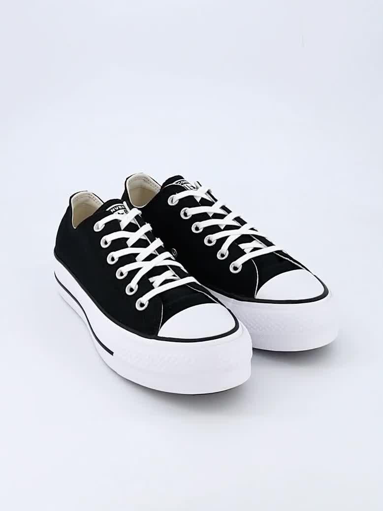 Image thumbnail 8 of 8 of Converse Womens Lift Wide Foundation Ox Trainers - Black/Black