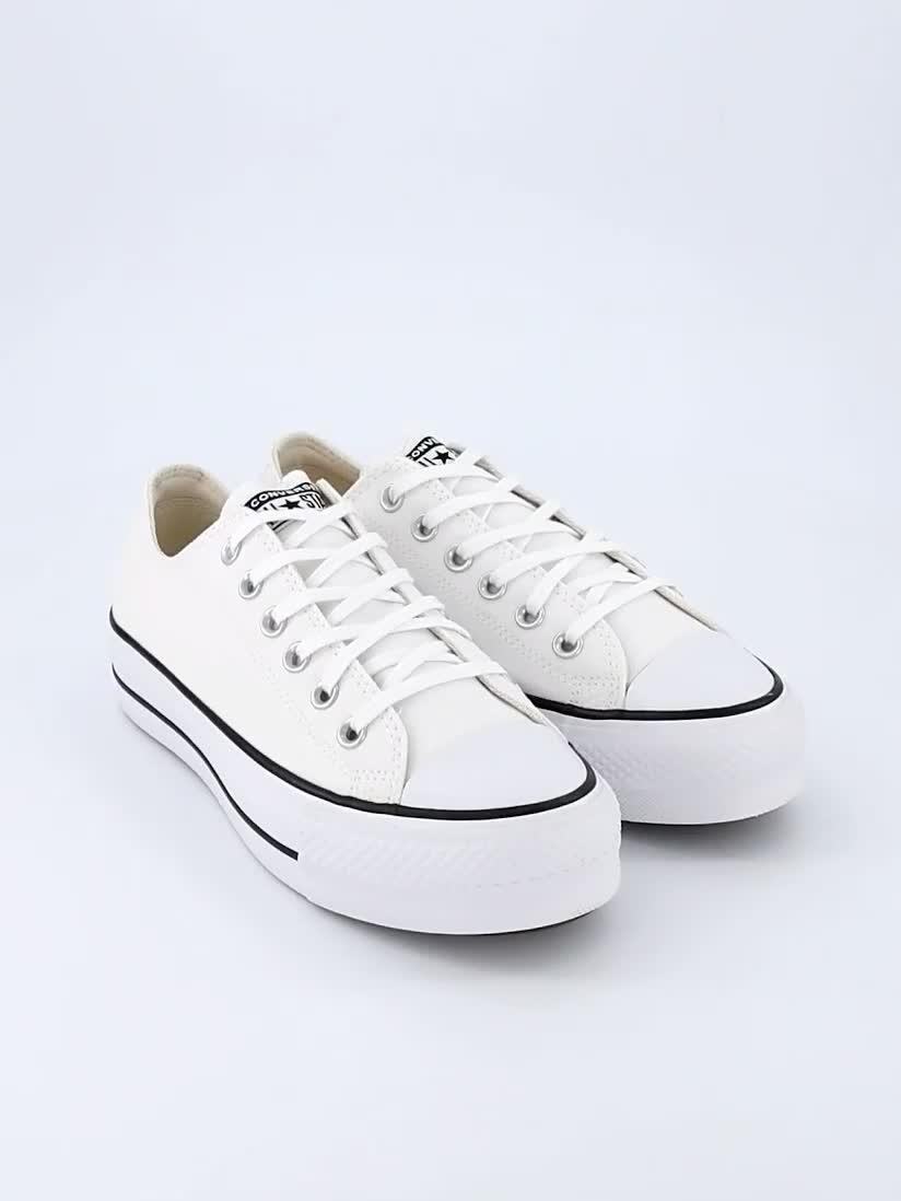Image thumbnail 8 of 8 of Converse Womens Lift Wide Foundation Ox Trainers - White/Black