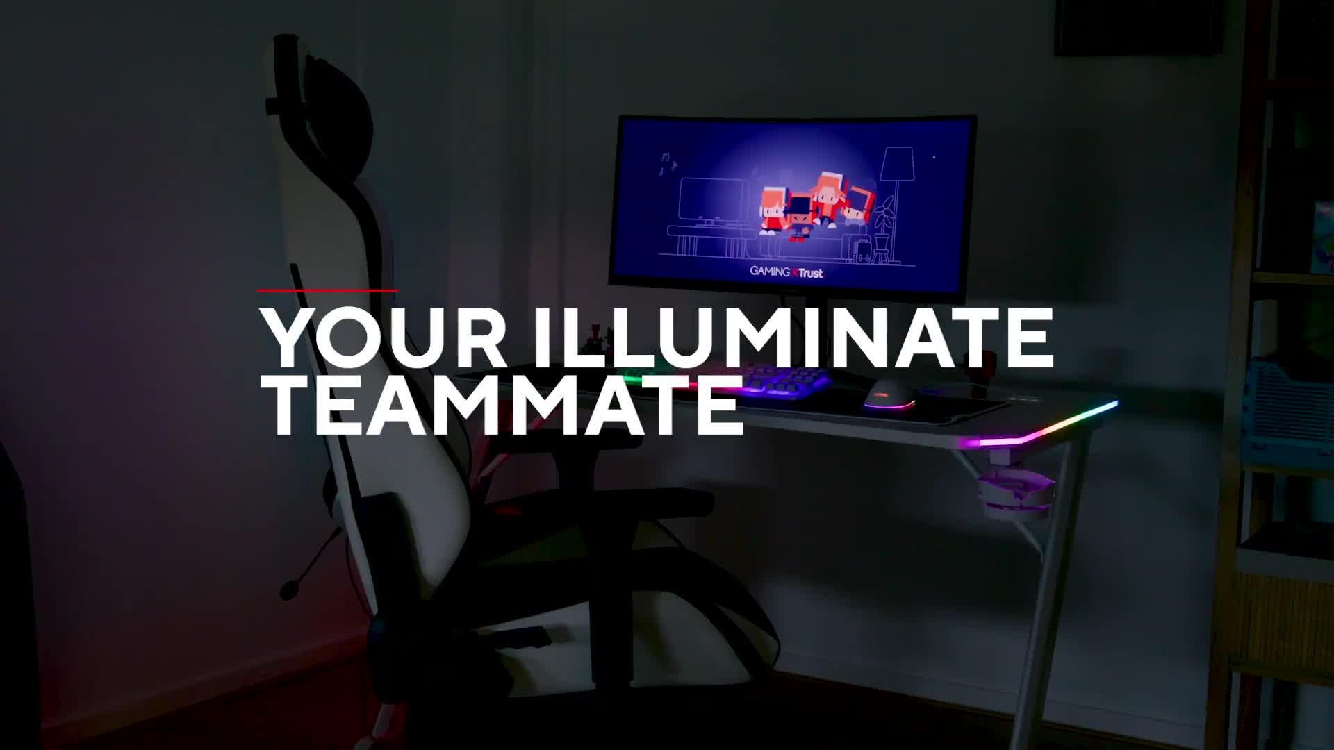 Image thumbnail 7 of 7 of Trust GXT709W Luminus White Gaming Desk with Adjustable RGB LED Lighting