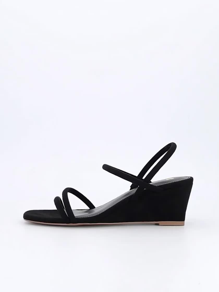 Image thumbnail 7 of 7 of V by Very Midi Wedge Strappy Sandals - Black