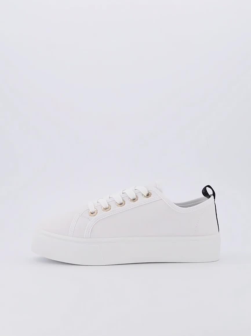 Image thumbnail 7 of 7 of Everyday Standard Canvas Lace Up Platform Trainer - White
