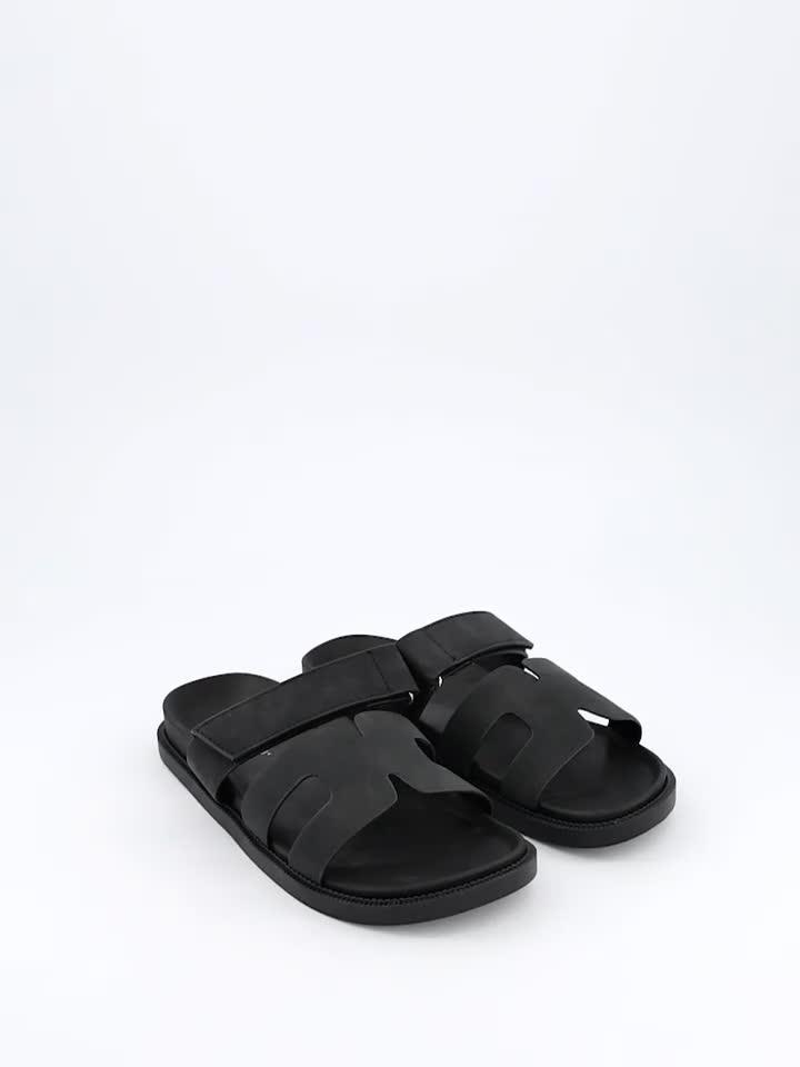 Image thumbnail 7 of 7 of V by Very Velcro Strap Footbed Slider Sandal - Black