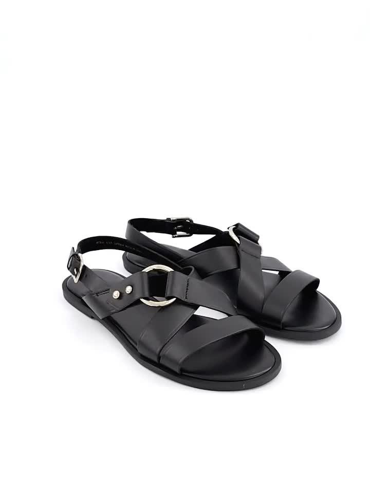 Image thumbnail 6 of 6 of V by Very Wide Fit Leather Strappy Sandal - Black
