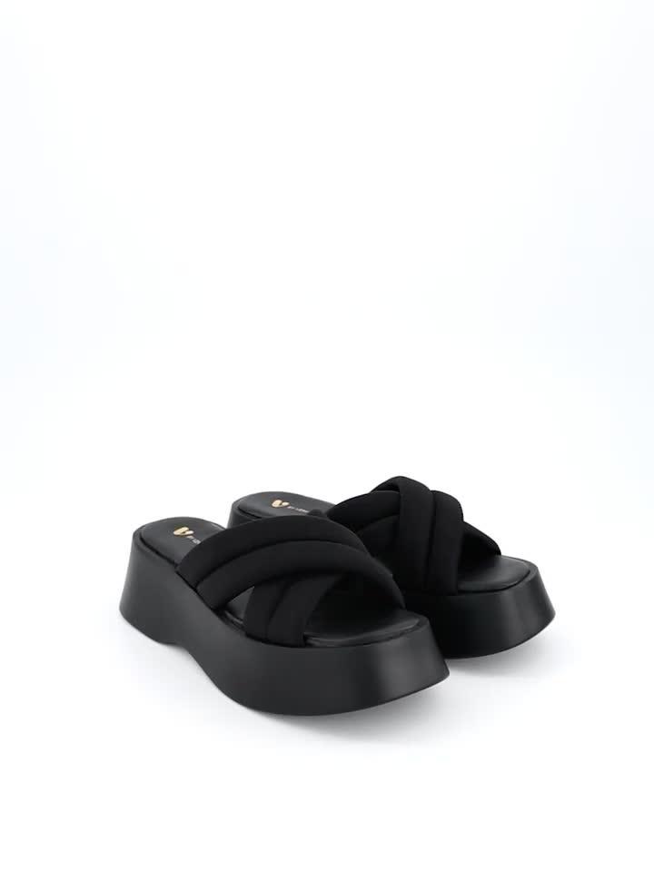 Image thumbnail 7 of 7 of V by Very Flatform Padded Cross Strap Sandals - Black