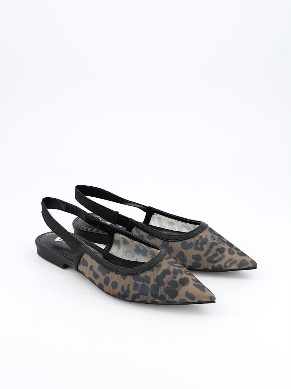 Image thumbnail 6 of 6 of V by Very Leopard Pointed Ballerina - Black
