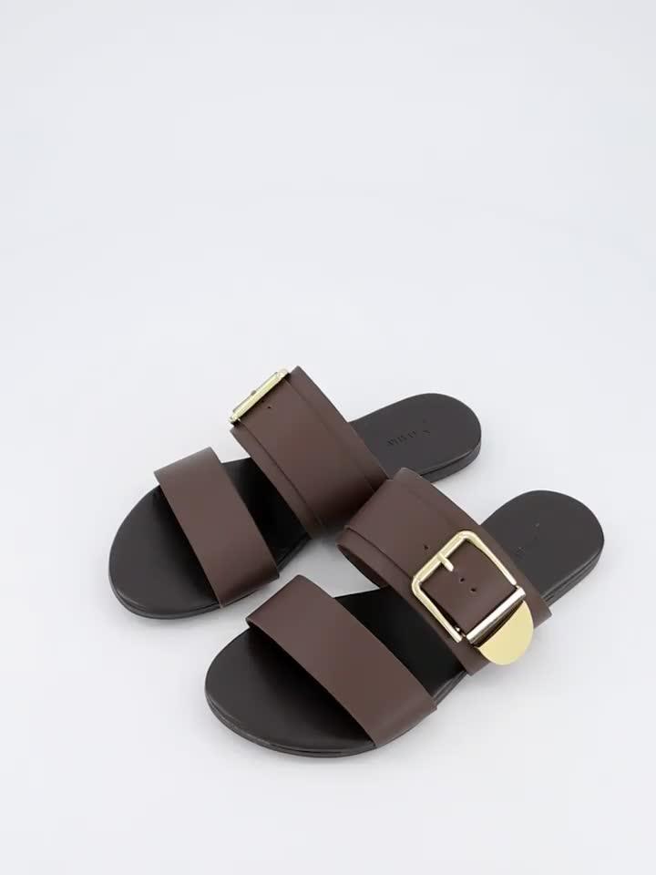 Image thumbnail 7 of 7 of V by Very Extra Wide Fit Leather Sandal - Brown