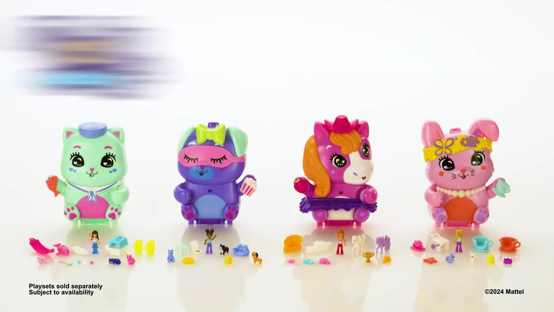 Image thumbnail 8 of 8 of Polly Pocket Polly Pocket Sleepover Puppy Compact Playset with 1 Micro Doll and Pet Dogs, Travel Toy with Food &amp; Styling Accessories