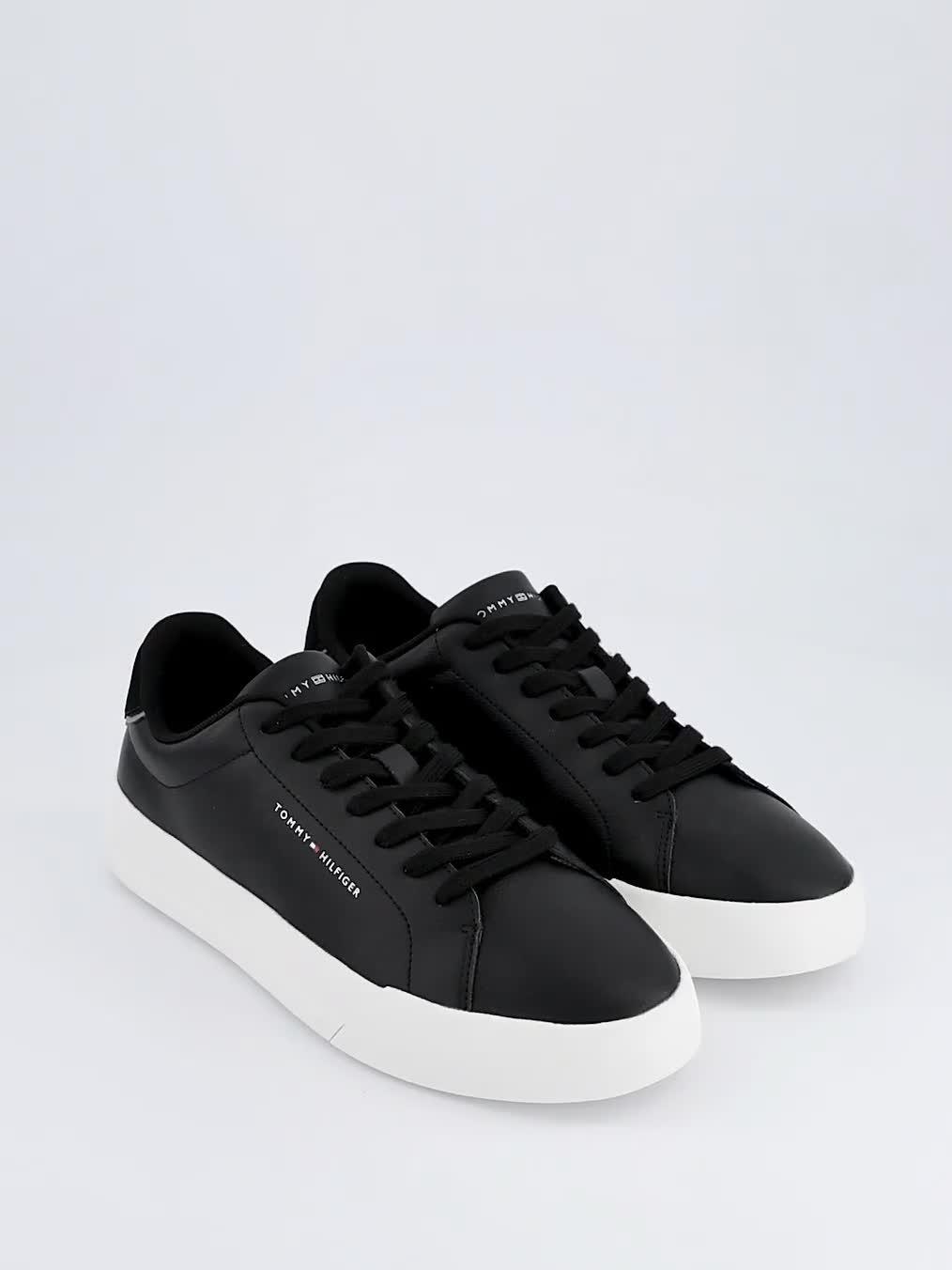 Image thumbnail 7 of 7 of Tommy Hilfiger Leather Court Sneakers - Black