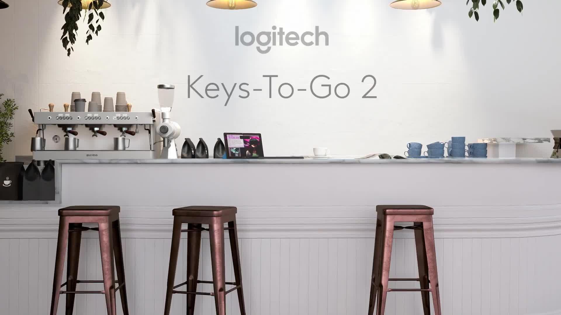 Image thumbnail 8 of 8 of Logitech Logitech Keys-To-Go 2 Portable Bluetooth Keyboard For Tablet With Built-In Cover, Slim And Compact Wireless Keyboard For Windows Graphite