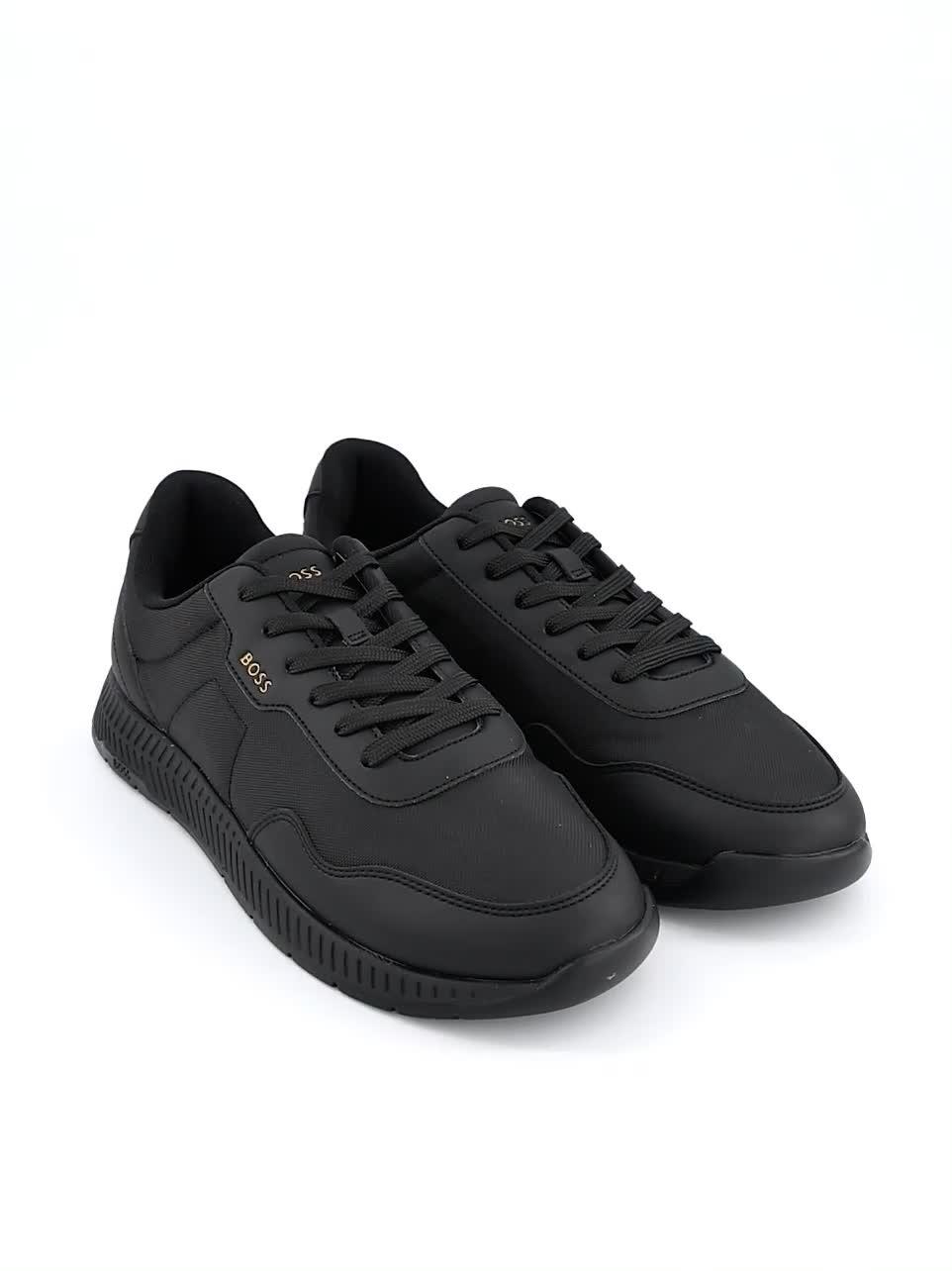 Image thumbnail 7 of 7 of BOSS Titanium Nylom/ Leather Lace Runner Trainers - Black