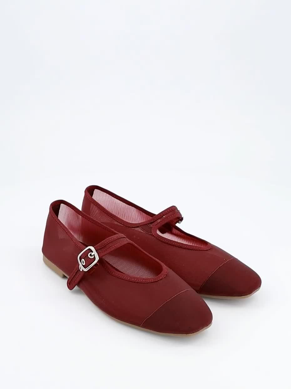 Image thumbnail 8 of 8 of V by Very Mary Jane Mesh Ballet Pumps - Burgundy