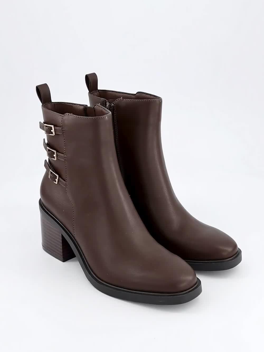 Image thumbnail 8 of 8 of V by Very Triple Buckle Block Heel Ankle Boot - Brown