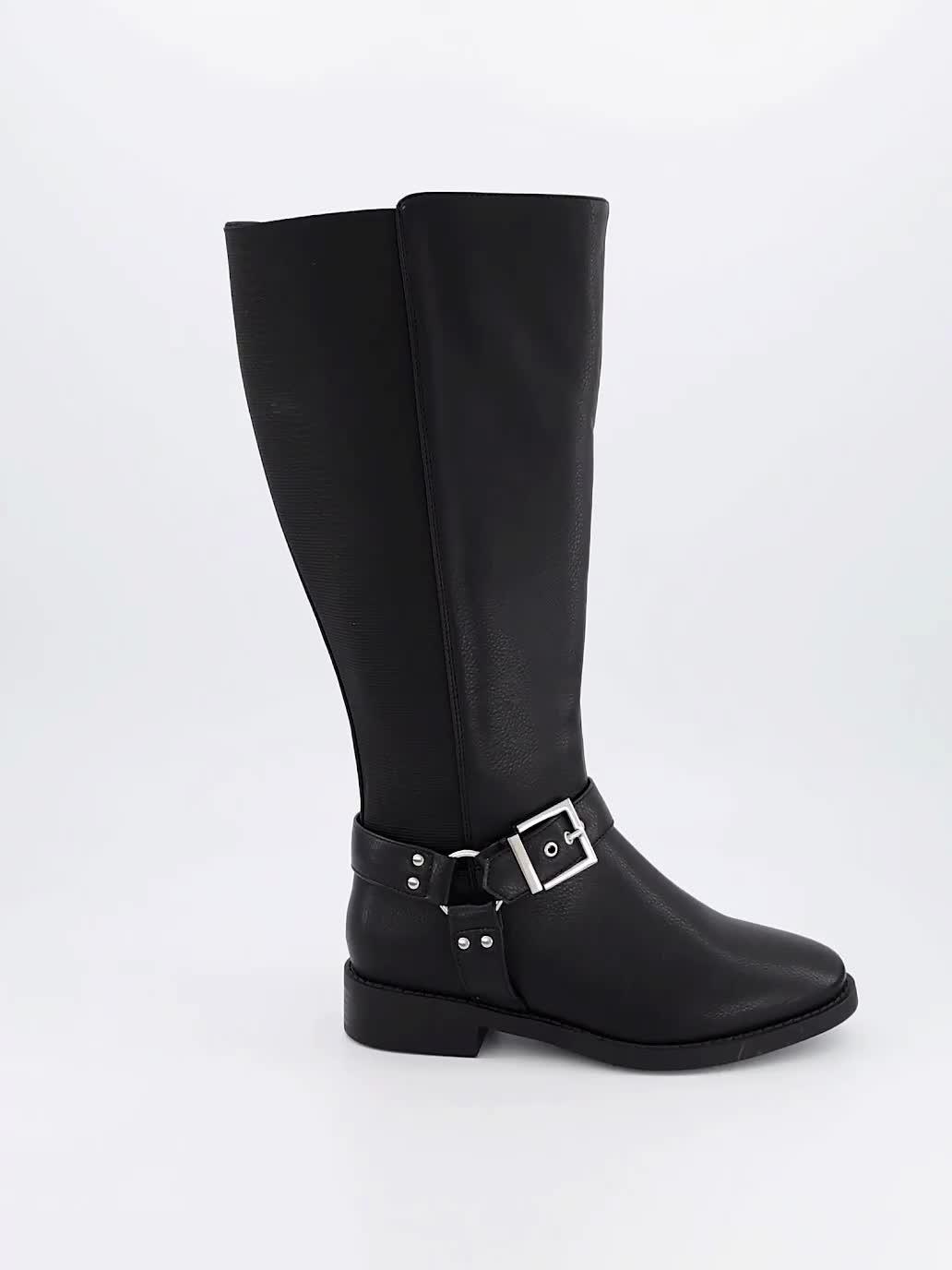 Image thumbnail 8 of 8 of V by Very Extra Wide Fit Knee High Boot With Elastic Panel - Black
