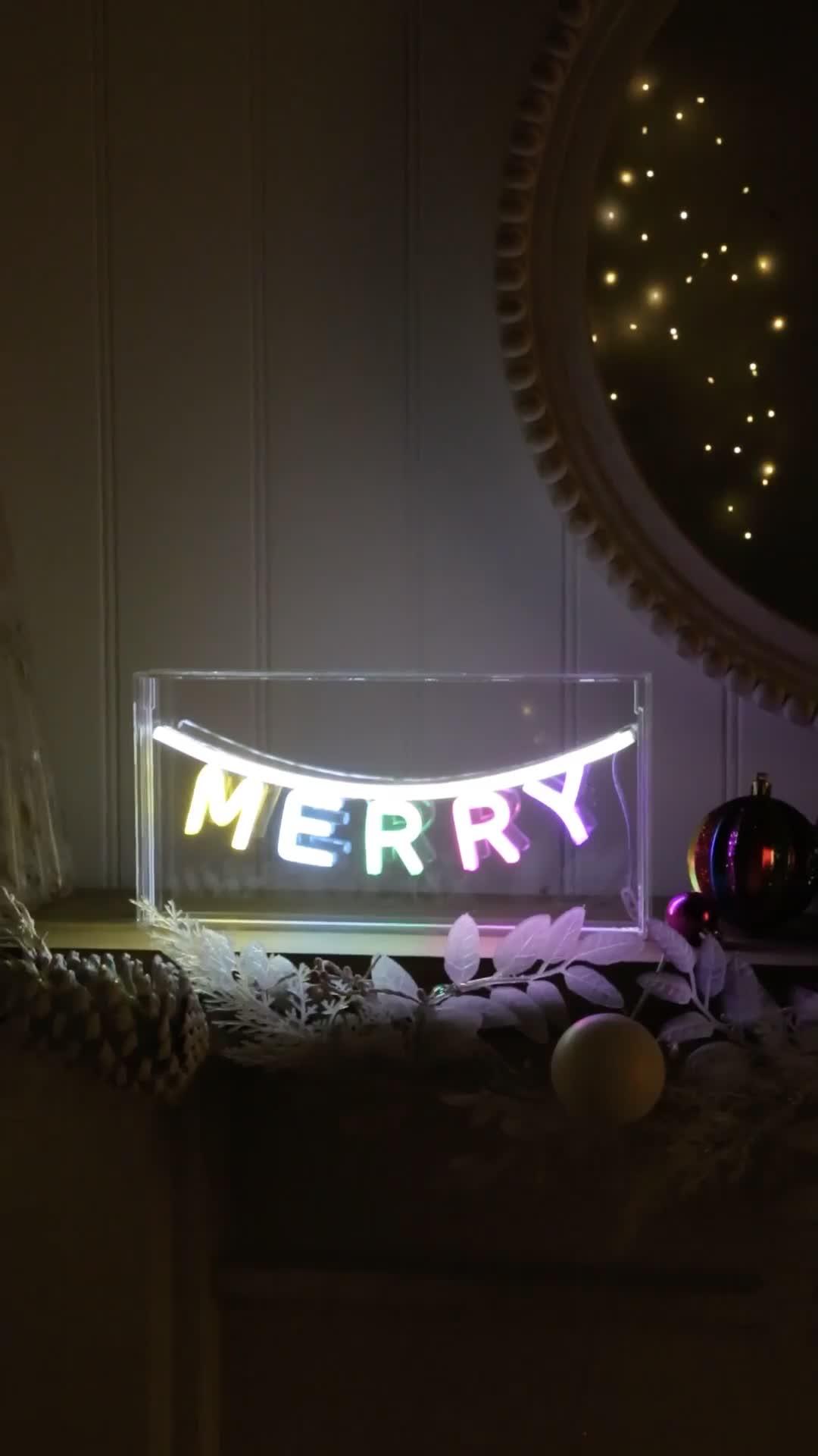 Image thumbnail 5 of 5 of Festive 30&nbsp;cm Neon Light Up&nbsp;Merry Sign Christmas Decoration