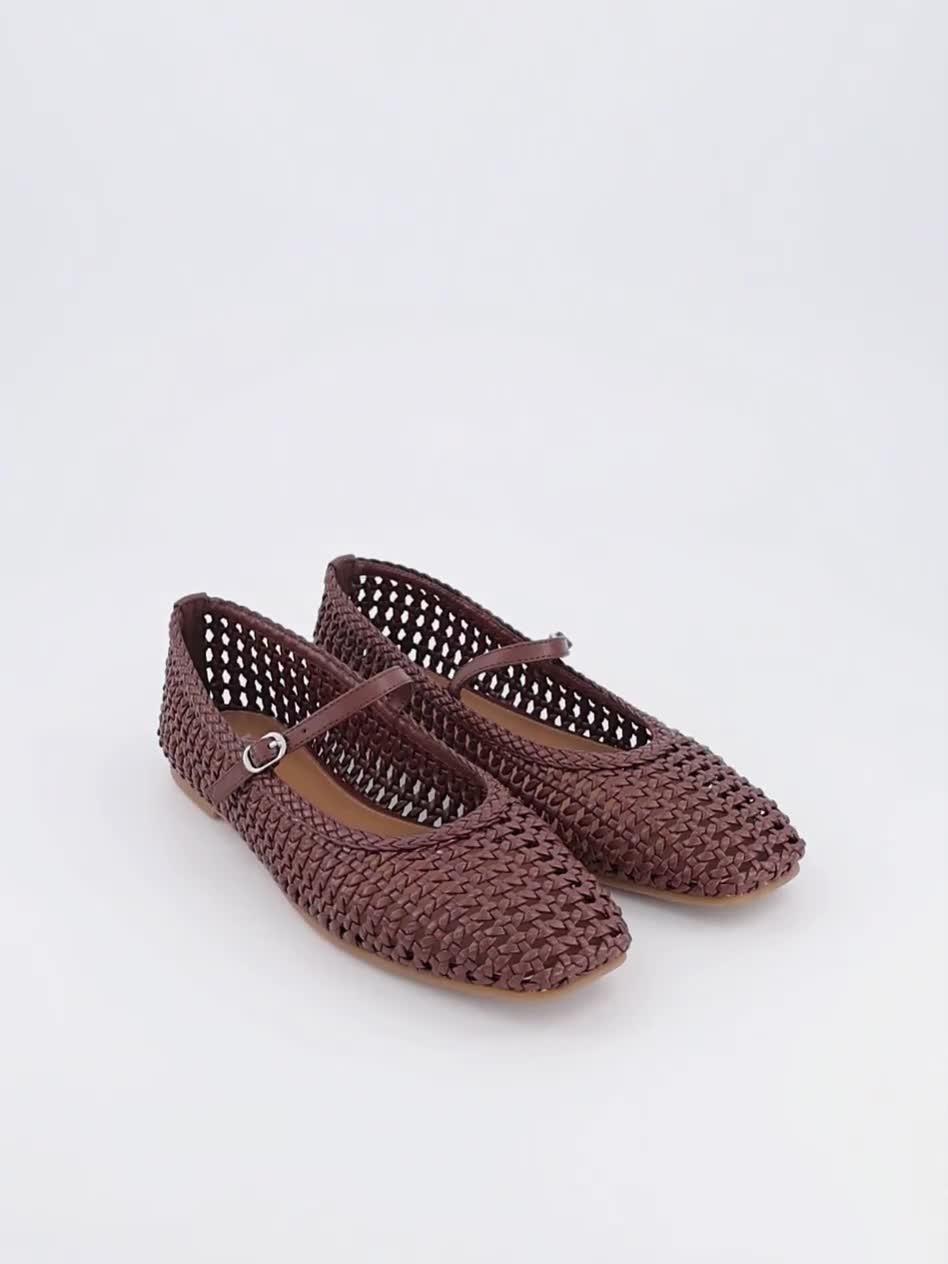 Image thumbnail 7 of 7 of The Very Collection Square Toe Woven Ballet Flat - Chocolate