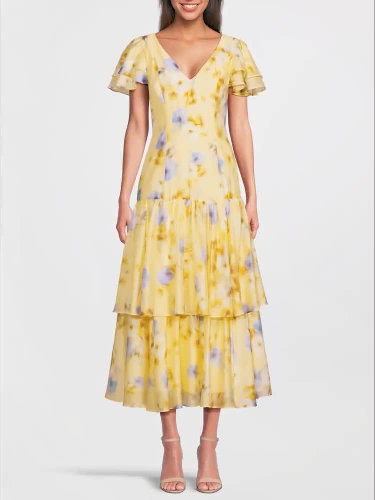 Image thumbnail 8 of 8 of The Very Collection Floral Ruffle Tiered Midi Dress - Print