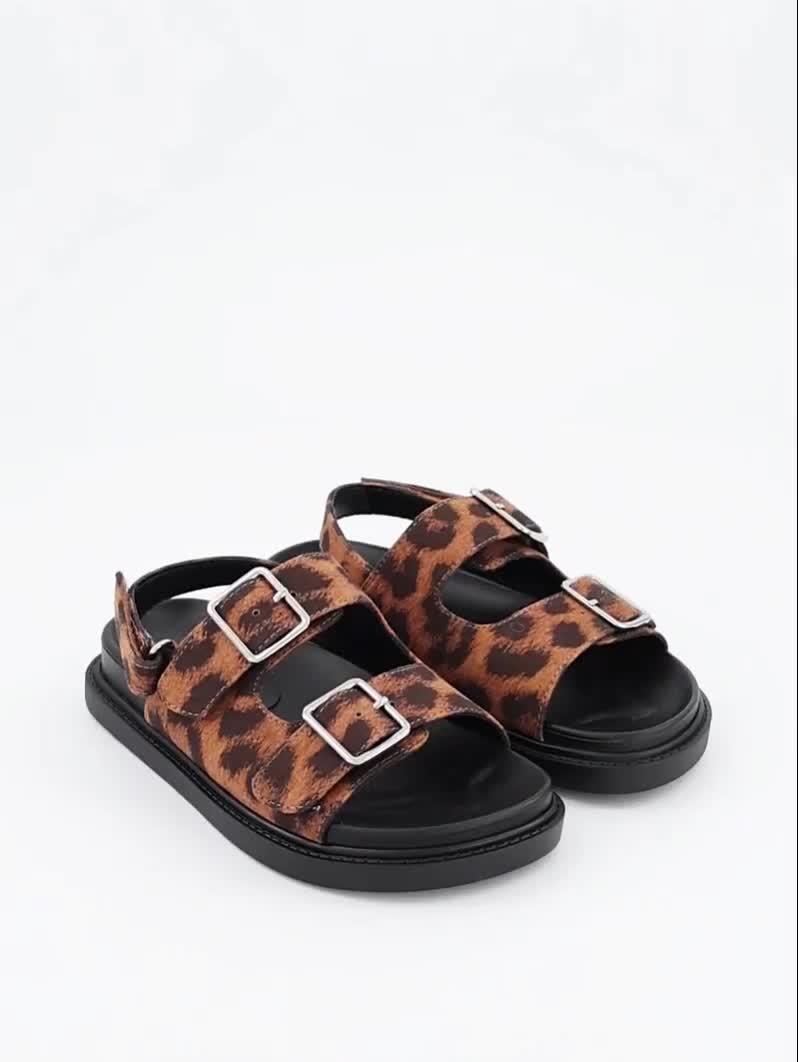 Image thumbnail 7 of 7 of The Very Collection Leopard Buckle Strap Sandals - Brown