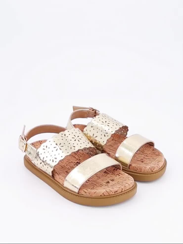 Image thumbnail 7 of 7 of The Very Collection Twin Strap Lasercut Metallic Sandal - Gold