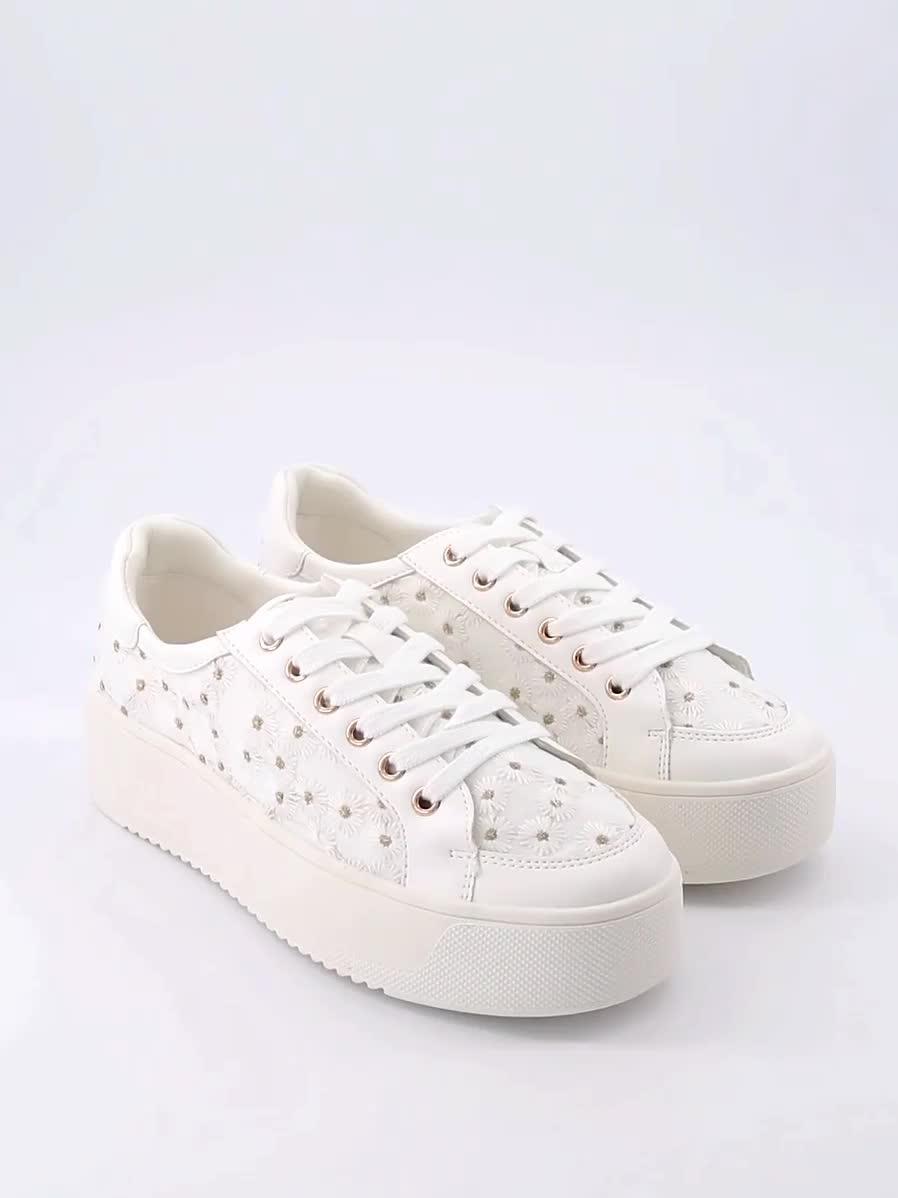 Image thumbnail 7 of 7 of The Very Collection Wide Fit Flatform Trainer With Daisy - White