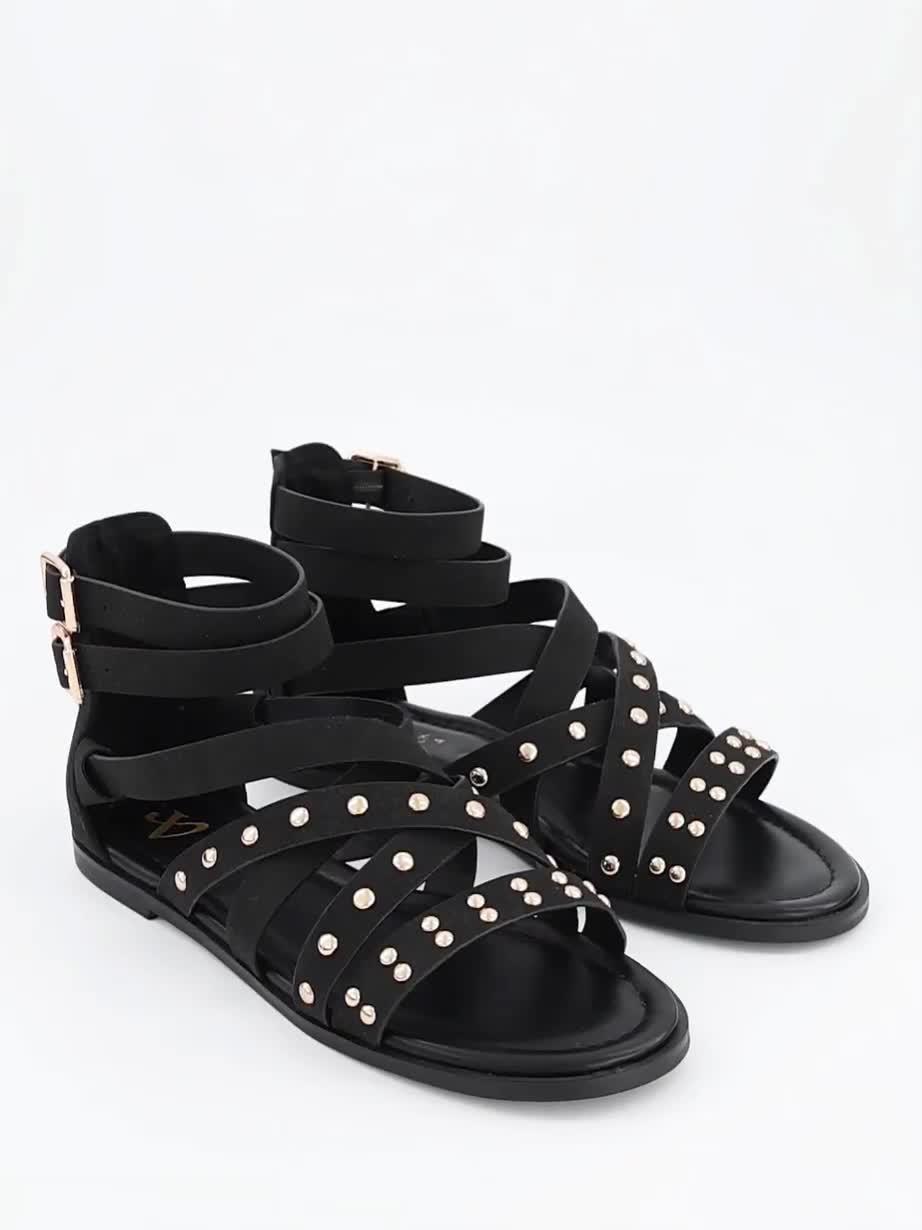 Image thumbnail 7 of 7 of The Very Collection Wide Fit Studded Gladiator Sandal - Black