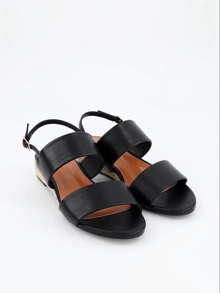 Image thumbnail 7 of 7 of The Very Collection Low Strappy Wedge Sandal - Black