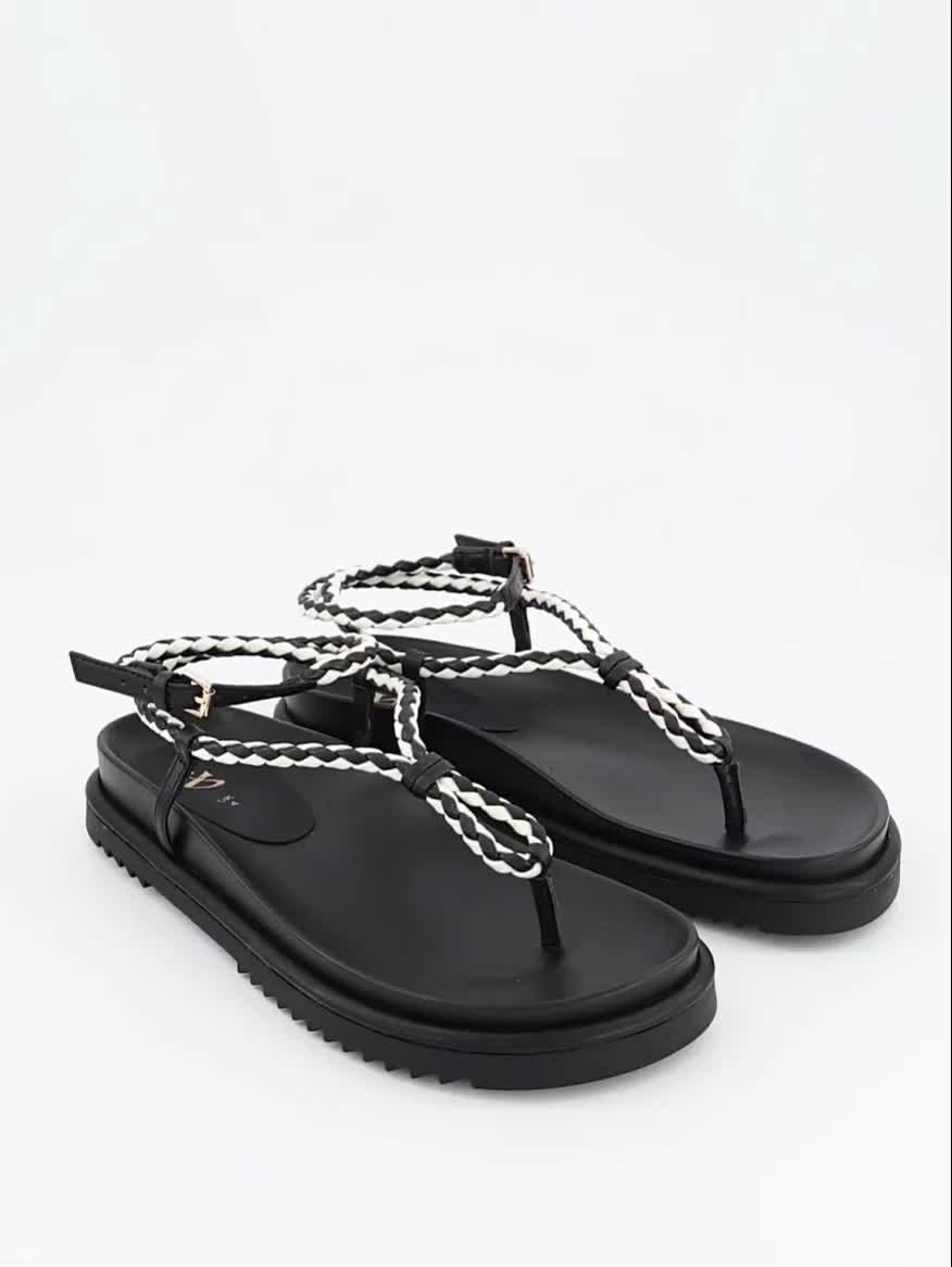 Image thumbnail 7 of 7 of The Very Collection Roped Footbed Sandal - Black/White