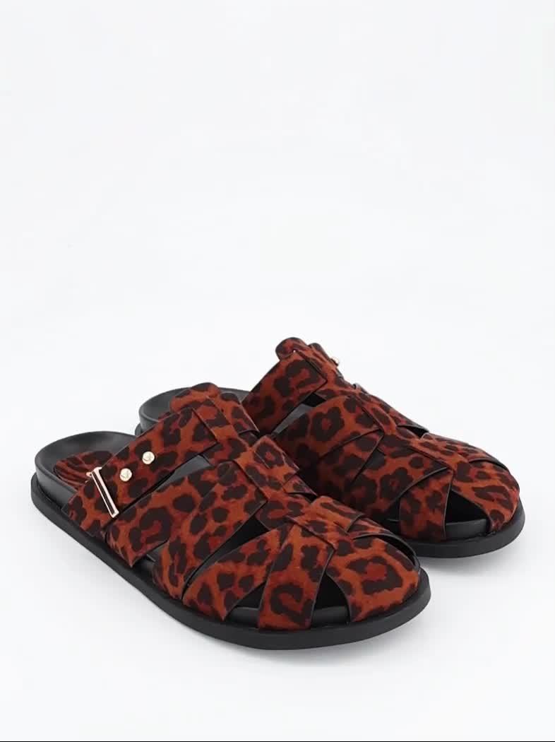Image thumbnail 7 of 7 of The Very Collection Caged Mule Clog - Leopard